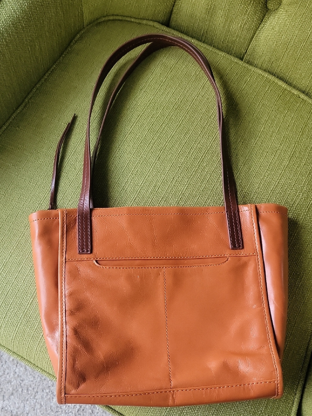 Classic Hobo Orange Leather Tote with Dark Brown Straps